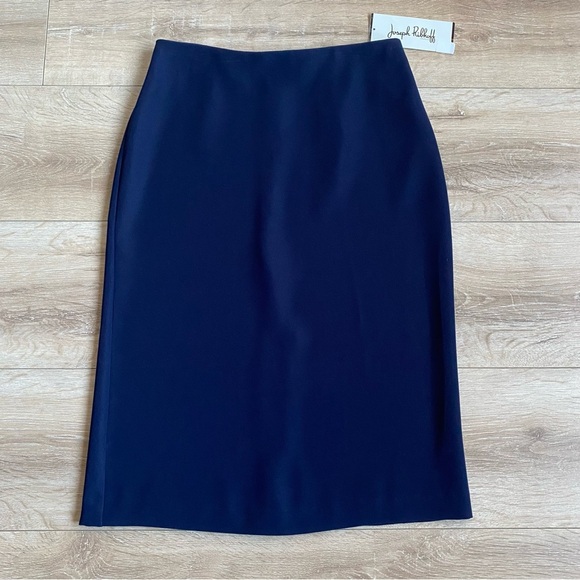 NWT Joseph Ribkoff skirt navy back slit & zip back - Picture 2 of 6